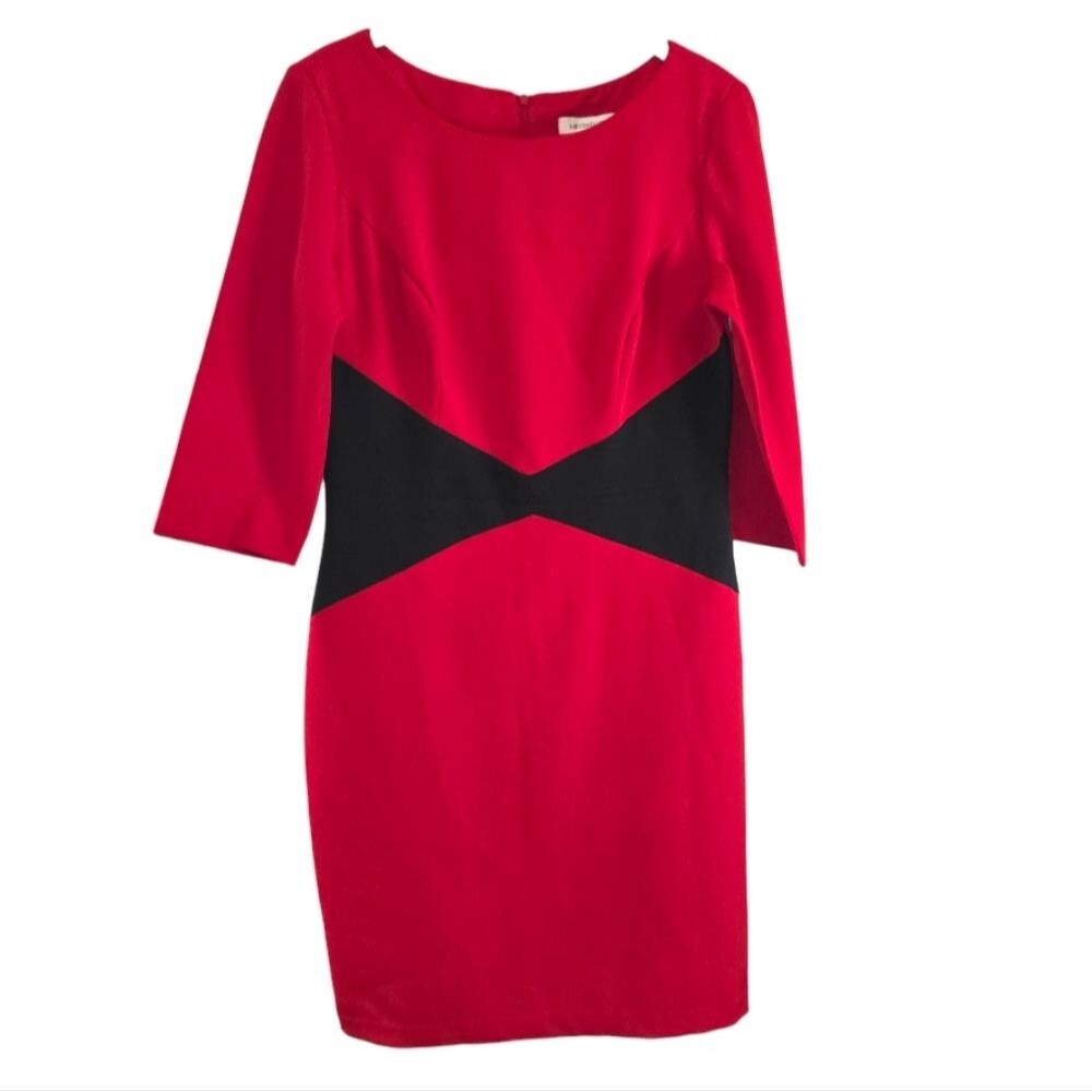 Liz Claiborne Red Black Colorblock Career Dress